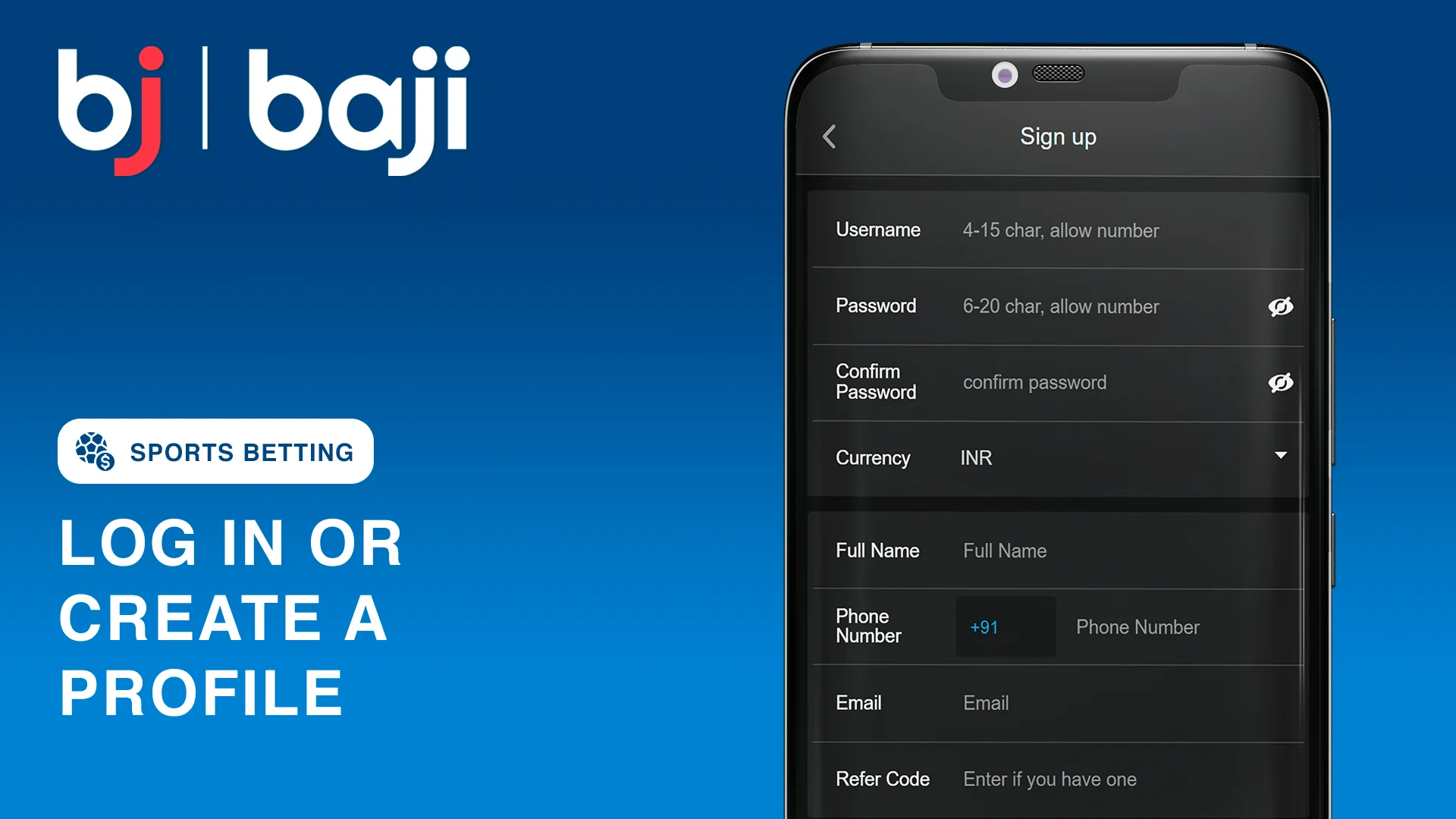 লগ ইন করুন বা Baji Bangladesh-এ বাজি ধরা শুরু করতে একটি প্রোফাইল তৈরি করুন