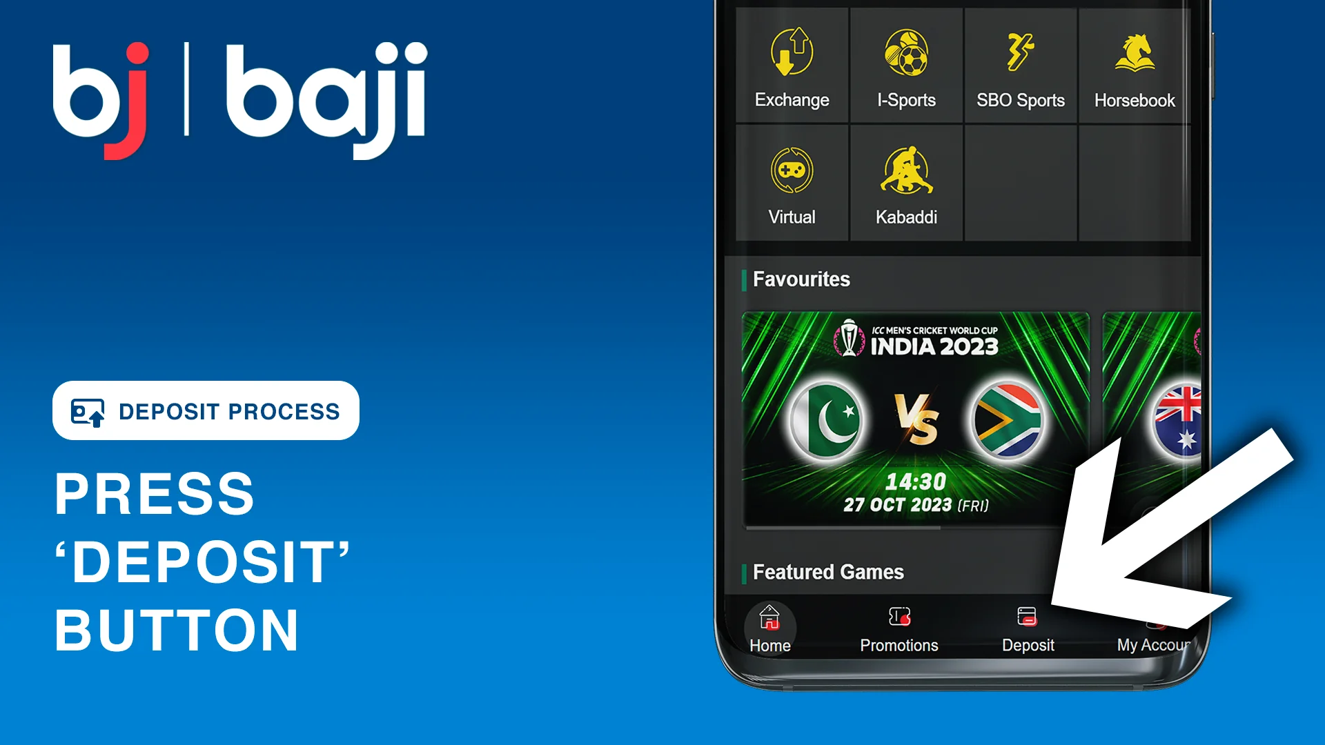Press Deposit Button in the bottom corner - Baji Bangladesh