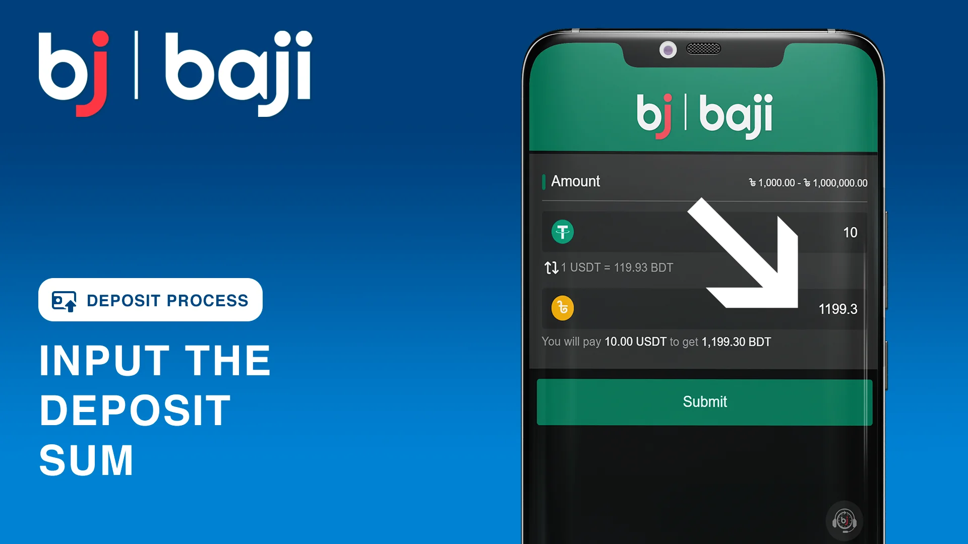 Input the Deposit Sum, remember about minimum deposit sum