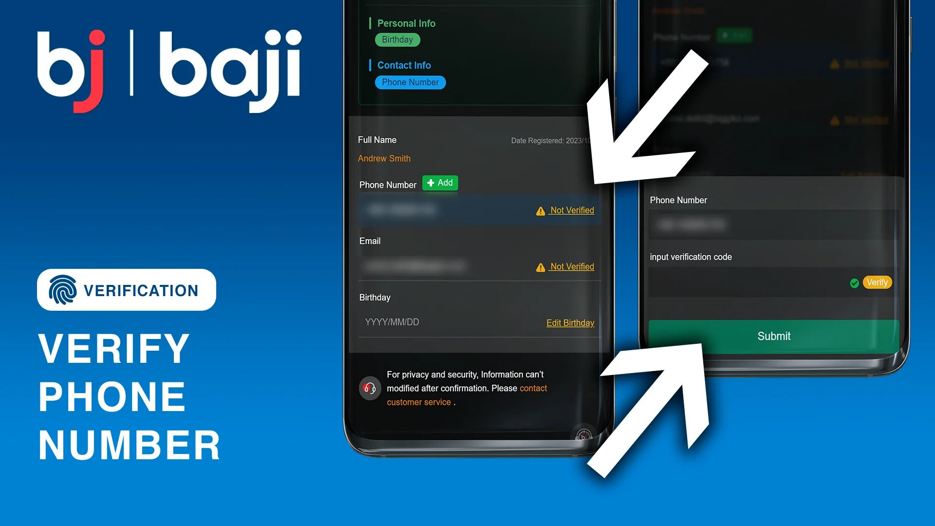 Baji ফোন নম্বর যাচাই করুন