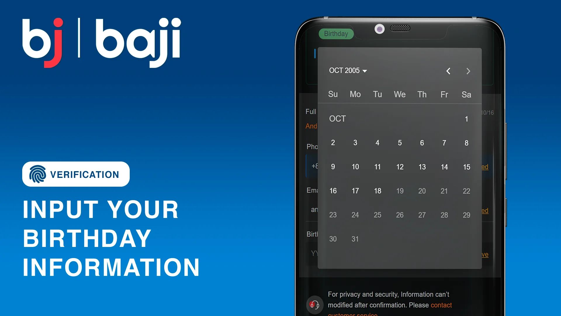 আপনার জন্মদিনের তথ্য ইনপুট করুন - Baji Bangladesh