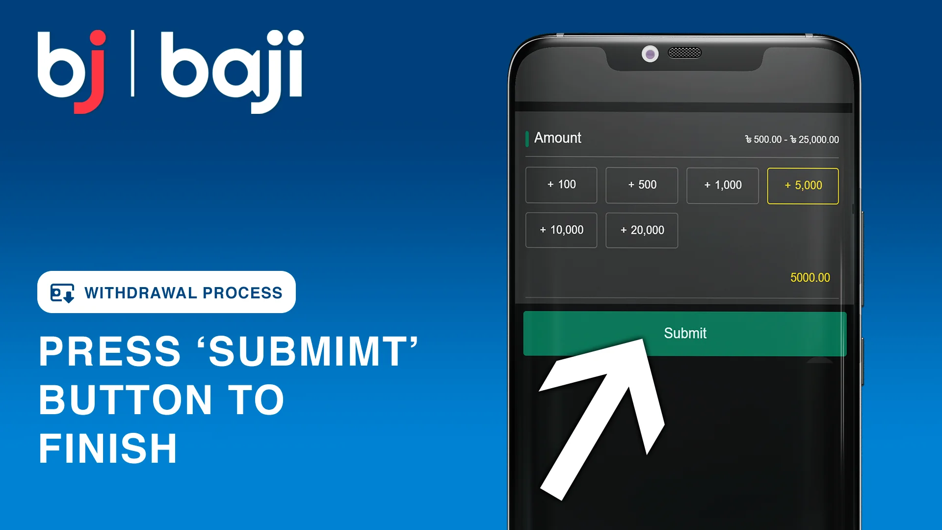 Press 'Submit' to Finish Withdrawal Process at Baji Casino